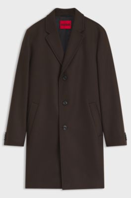 Regular-fit coat in a virgin-wool blend, Brown