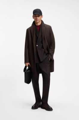 Regular-fit coat in a virgin-wool blend, Brown