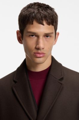Regular-fit coat in a virgin-wool blend, Brown