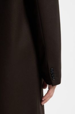 Regular-fit coat in a virgin-wool blend, Brown