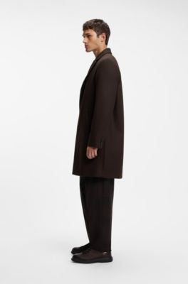 Regular-fit coat in a virgin-wool blend, Brown