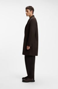 Manteau Regular en m&eacute;lange de laine vierge, Marron
