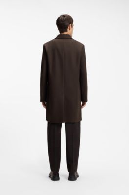 Regular-fit coat in a virgin-wool blend, Brown