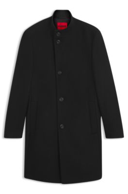 Casual coat in a virgin wool blend, Black