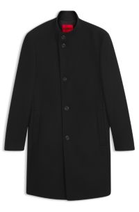 Casual coat in a virgin wool blend, Black