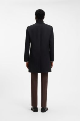 Casual mantel van een scheerwolmix, Zwart