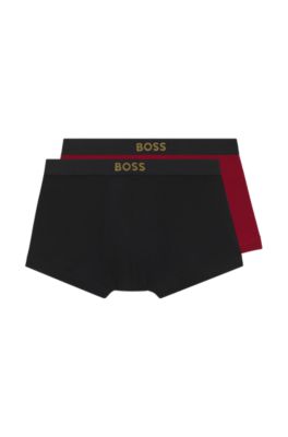 Gift-boxed two-pack of trunks in ribbed cotton, Black / Red