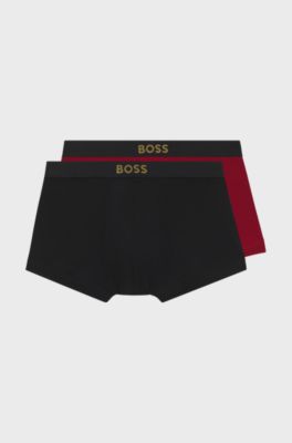 Gift-boxed two-pack of trunks in ribbed cotton, Black / Red