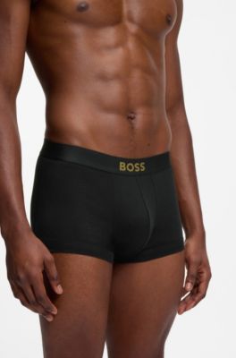 Set van twee korte boxers van geribde katoen in een geschenkdoos, Zwart / rood