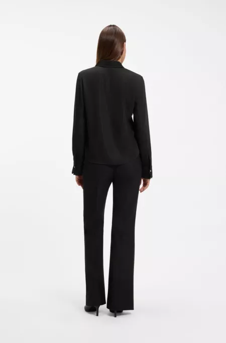 Pinstripe tailored blouse with metallic threads