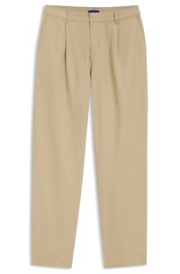 Low-waisted cotton trousers with paracord belt detail, Light Beige