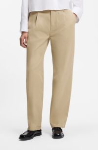 Baumwollhose mit niedrigem Bund und G&uuml;rteldetail aus Paracord, Hellbeige