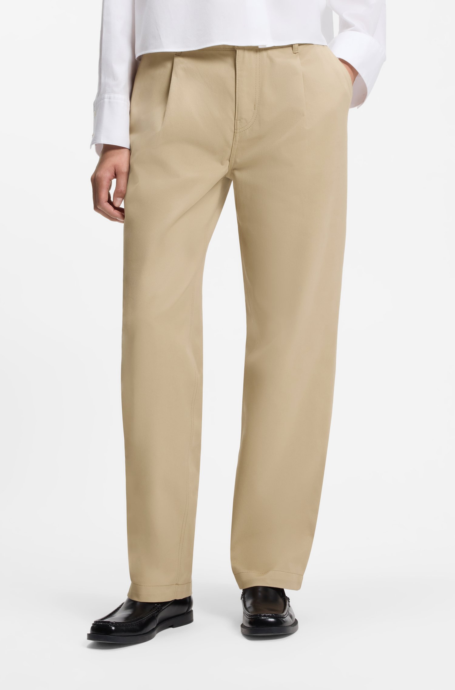 Hugo Low-waisted cotton trousers with paracord belt detail byxor dam