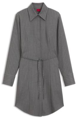 Hugo Belted pinstripe midi shirtdress with wide cuffs skjortklänningar dam – bild 4