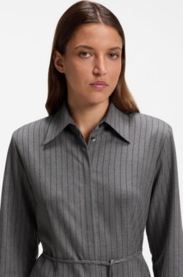 Hugo Belted pinstripe midi shirtdress with wide cuffs skjortklänningar dam – bild 3
