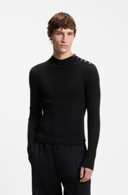HUGO x entire studios sweater with buttoned shoulder, Black