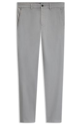 Slim-fit chinos in cavalry twill with stretch, Silver
