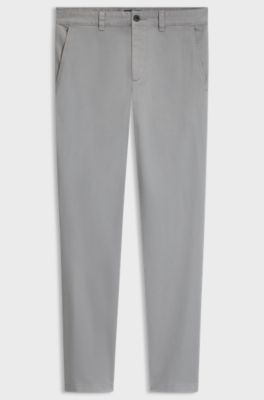 Slim-fit chinos in cavalry twill with stretch, Silver