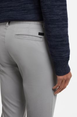 Slim-fit chinos in cavalry twill with stretch, Silver