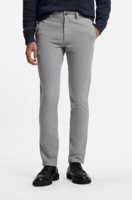Slim-fit chinos in cavalry twill with stretch, Silver