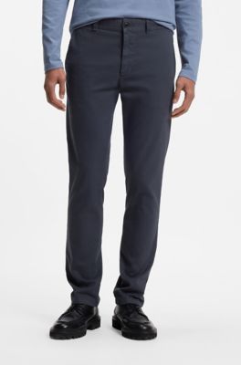 Slim-fit chinos in cavalry twill with stretch, Dark Blue