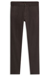 Chino Slim en twill de coton m&eacute;lang&eacute; moulin&eacute;, Marron fonc&eacute;