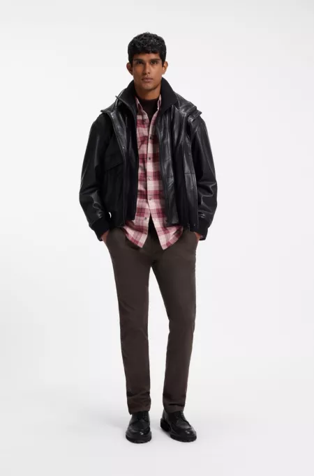 Slim-fit chinos in mouliné cotton-blend twill