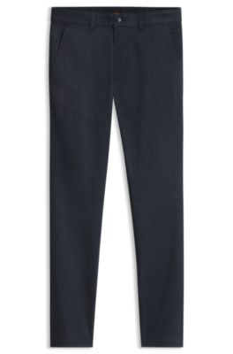 Chino slim fit in twill di misto cotone moulin&eacute;, Blu scuro