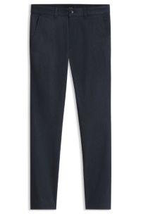 Slim-fit chinos in moulin&eacute; cotton-blend twill, Dark Blue