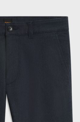 Slim-fit chinos in moulin&eacute; cotton-blend twill, Dark Blue