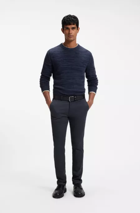 Slim-fit chinos in mouliné cotton-blend twill