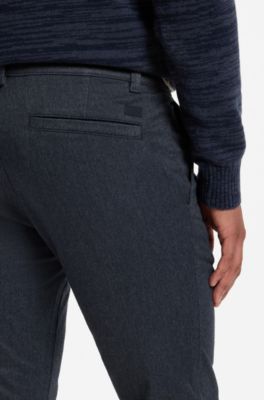 Slim-fit chinos in moulin&eacute; cotton-blend twill, Dark Blue