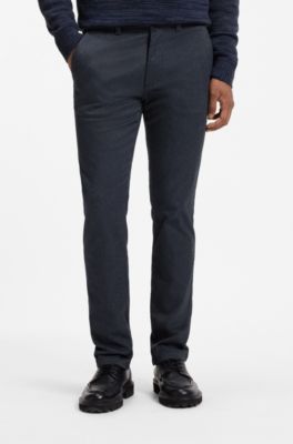 Slim fit-chinos i bomullsblandad moulin&eacute;-twill, M&ouml;rkbl&aring;