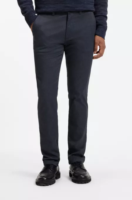 Slim-fit chinos in mouliné cotton-blend twill