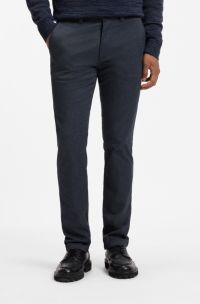 Slim-fit chinos in moulin&eacute; cotton-blend twill, Dark Blue