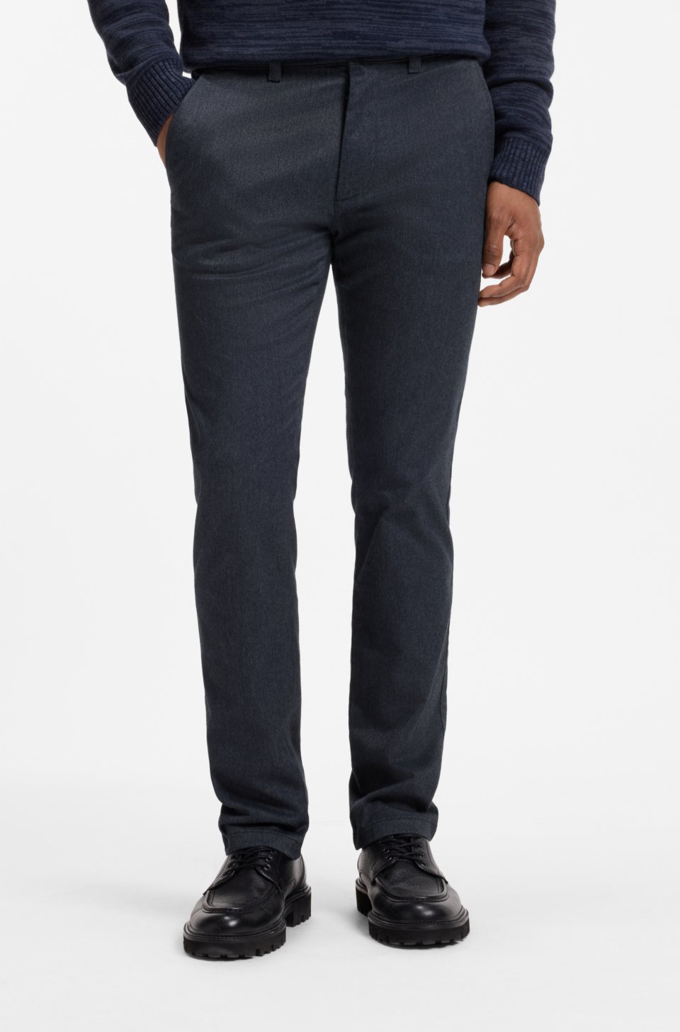 Slim-fit chinos in mouliné cotton-blend twill