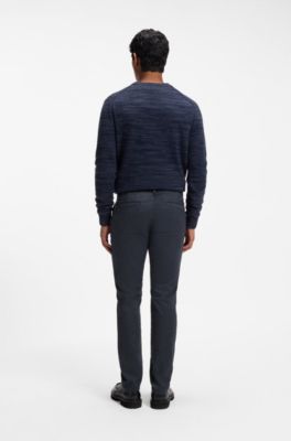 Slim-Fit Chino aus Moulin&eacute;-Baumwoll-Mix mit Twill-Struktur, Dunkelblau