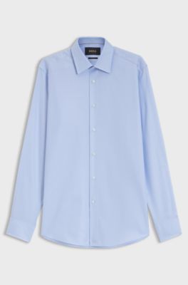 Regular-fit shirt in Italian-made cotton, Light Blue