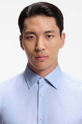 Regular-fit shirt in Italian-made cotton, Light Blue