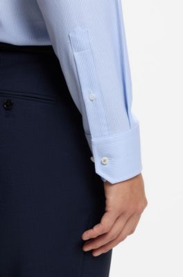 Regular-fit shirt in Italian-made cotton, Light Blue