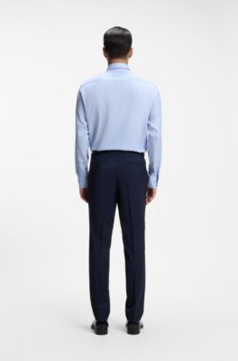 Regular-fit shirt in Italian-made cotton, Light Blue