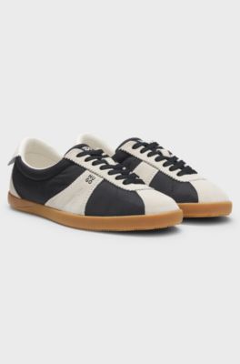 Low-top trainers with suede trims, Black / White
