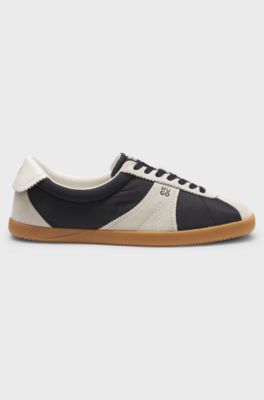 Low-top trainers with suede trims, Black / White