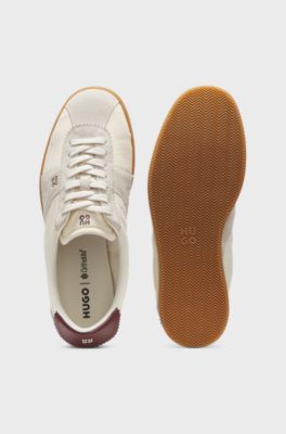 Lowtop Sneakers mit Veloursleder-Details, Hellbeige
