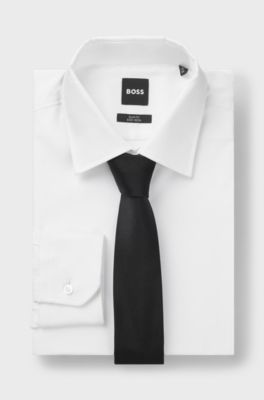 Silk tie with jacquard weave, Black
