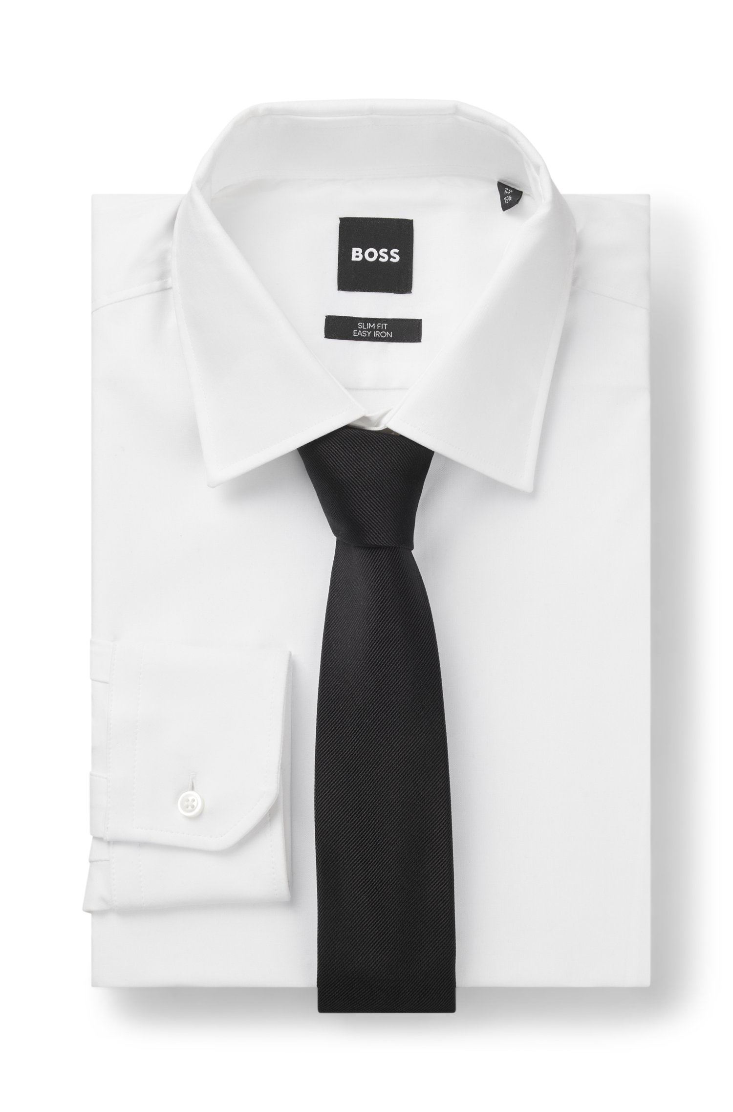Boss Silk tie with jacquard weave slipsar herr – bild 2