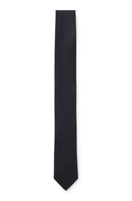 Zijden stropdas met jacquardstructuur, Donkerblauw