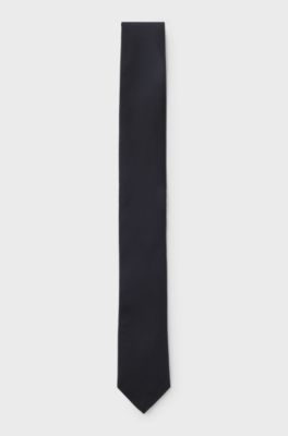 Silk tie with jacquard weave, Dark Blue