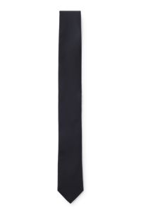 Silk tie with jacquard weave, Dark Blue