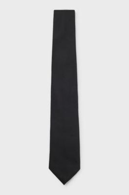Silk tie with solid weave, Black